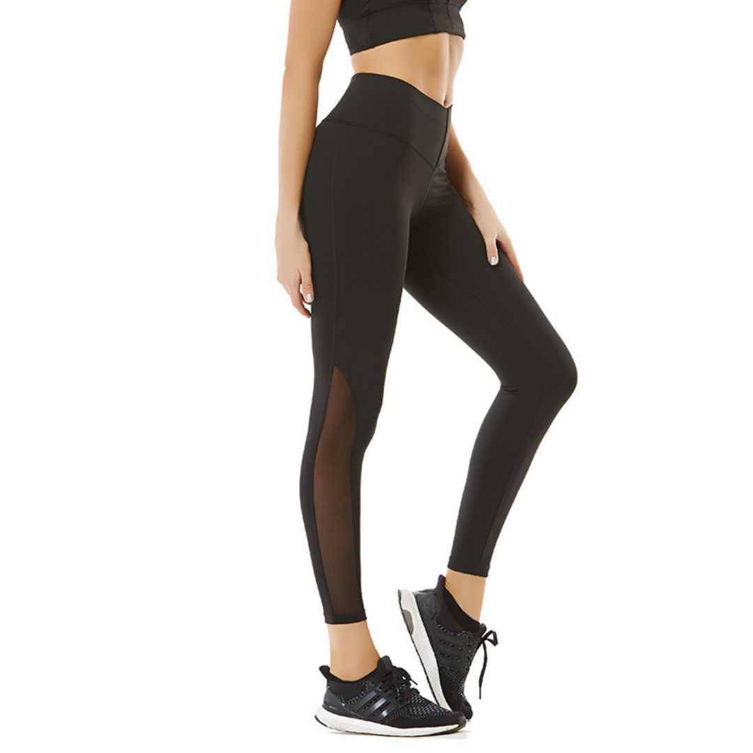 Black yoga pants with mesh hot sale